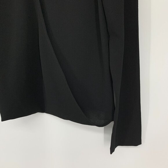 WAYF Top Black Long Sleeve Keyhole Choker V Neck Wrap Front Blouse - Picture 6 of 11